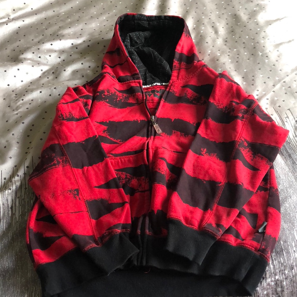 Red and black boys hooded sweatshirt